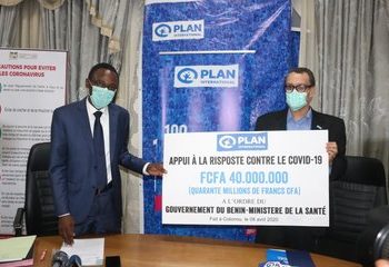 Lutte contre le coronavirus : Plan International Bénin appuie le ministère de la Santé avec une contribution financière de 40 millions de FCFA