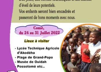 Droit à la  distraction pendant les vacances: l’ONG AVO organise la sixième édition du camp des enfants à Comè du 24 au 31 juillet 2022