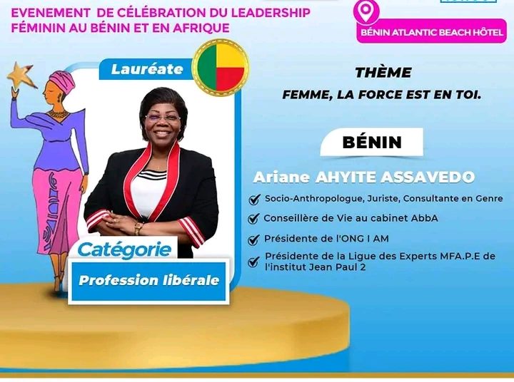 Célébration du leadership féminin au Bénin et en Afrique : Ariane Ahyite Assavedo honorée le 19 Août prochain